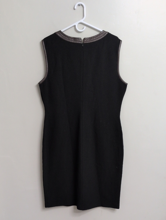 St. John Dresses & Skirts - St. John Black Knit Dress with Leather Trim